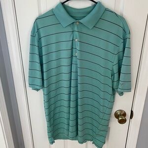 Greg‎ Norman Collection Teal Striped Polo Shirt